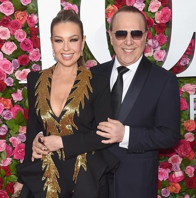A picture of Sabrina's parents: Thalia and her husband, Tommy Mottola.